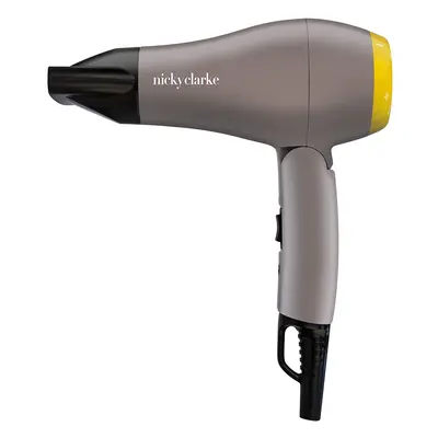 Nicky Clarke 1200w Travel Dryer Heat Settings NTD101, Grey/Black/Yellow, count