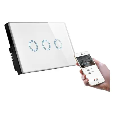 (3 Gang White) Crystal Touch Screen Glass Panel ZB Wall Switch Compatible with Alexa and Google 