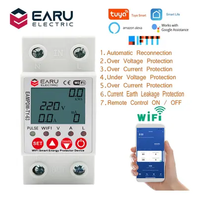 WiFi Smart Circuit Earth Leakage Over Under Voltage Protector Relay Device Switch Breakers Energ