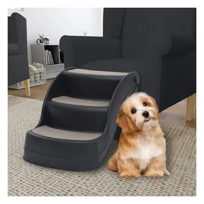 vidaXL Folding 3-Step Dog Stairs Black Pet Furniture Ladders Ramps Indoor