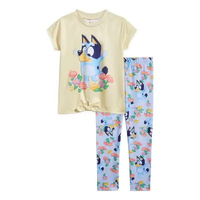 Bluey Floral Toddler Girls T-Shirt and Leggings Outfit Set Yellow/Blue