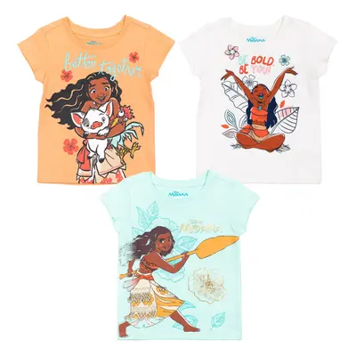 Disney Moana Infant Baby Girls Pack T-Shirts Pink/White/Blue Mont