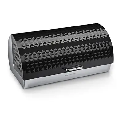 Morphy Richards Dimensions Roll Top Bread Bin with Stainless Steel Body, Black