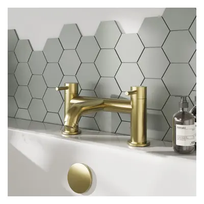 Round Minimalist Deck Mounted Bath Filler Tap - Brushed Brass - Balterley