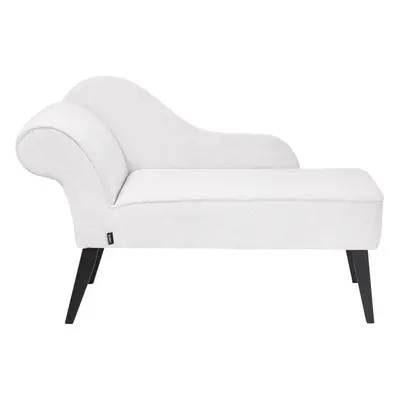 Left Hand Fabric Chaise Lounge White BIARRITZ