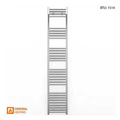 (300 x (BTU:1514), Angled Chrome Valves) 300mm Wide Chrome Towel Rail Radiator With Valves