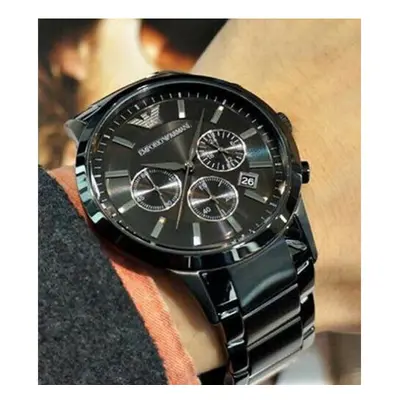 EMPORIO ARMANI MEN'S AR2453 BLACK BRACELET BLACK DIAL BLACK CASE