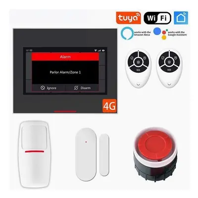 (EU Plugkits) Wireless Wifi Smart Home Security Burglar Alarm System Kits Compatible with Alexa 