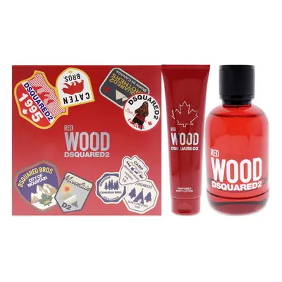 Dsquared2 Red Wood For Women Pc Gift Set 3.4oz EDT Spray, 5.0oz Perfumed Body Lotion