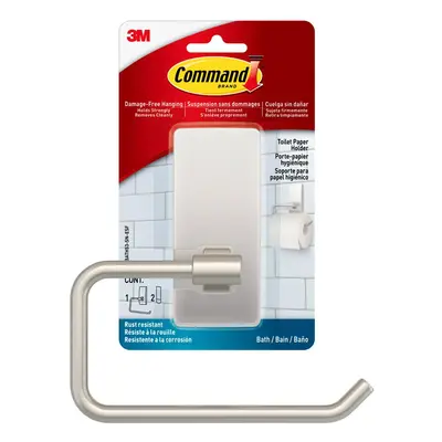 Command Toilet Paper Holder Satin Nickel with Water Resistant Command