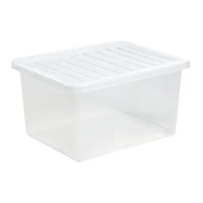 (Pack of 6) Litre Large Big Plastic Storage Clear Box with Lid Strong Stackable Container Made I