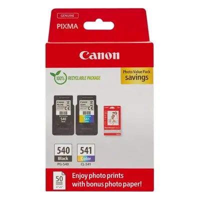 Canon Ink & Paper Multipack - PG-540/CL-541 Genuine Printer Ink Cartridges Pack (1 x Black, x Co