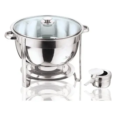 MantraRaj Stainless Steel Round Chafing Dish 8.5L Buffet Dish Party Food Warmer with Glass Lid S