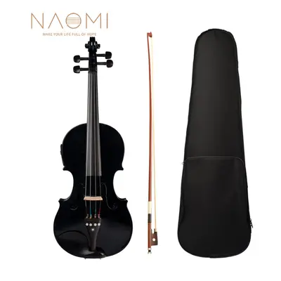 NAOMI 4/4 Acoustic Electric Violin Fiddle EQ Violin With Ebony Accessories