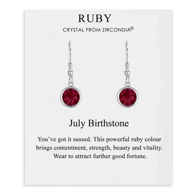 July Birthstone Drop Earrings Created with Ruby Zircondia Crystals