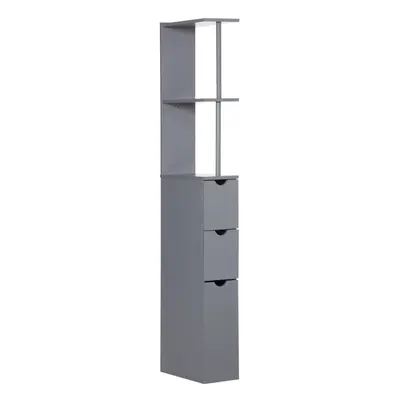 HOMCOM Tall Bathroom Storage Cabinet with Shelf and Drawers, Grey