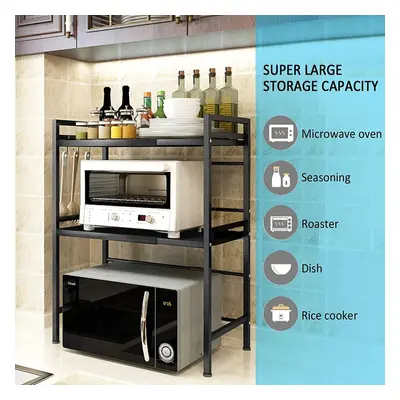 3 Tier Expandable Kitchen Microwave oven Rack Stand Storage Holder Corner Shelf