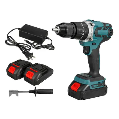 (with Batteries, US Plug) Cordless Electric Impact Drill in Rechargeable Drill Screwdriver 13mm 