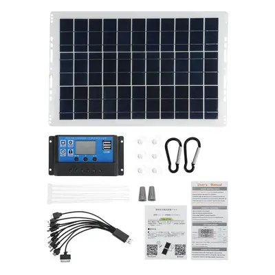 (One Solar panel+30A Controller) Portable Solar Panel Kit 10A/30A/60A/100A USB Battery Charger f