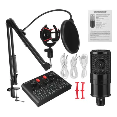 Condenser Microphone Kit with V9X PRO Sound Card Mic Kit DSP Noise Reduction Karaoke Studio Live