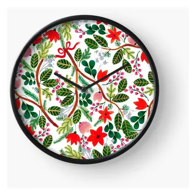 (Christmas Floral Pattern=5085) Wall Clock Inch Funny Mantel & Tabletop Art Decor for Home Bedro