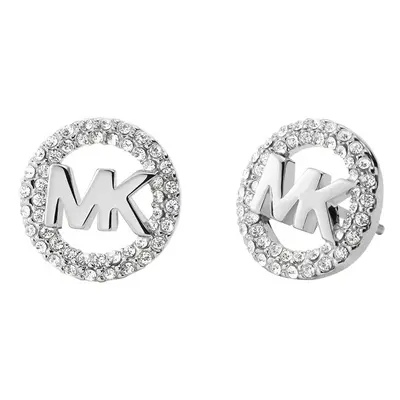 Michael Kors Brass and Pav? Crystal MK Logo Stud Earrings for Women C