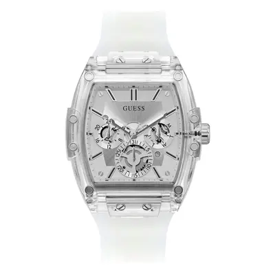 GUESS Men Stainless Steel Quartz Watch with Plastic Strap White (