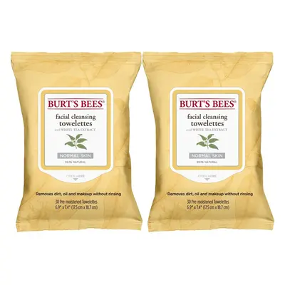 Burt's Bees Facial Cleansing Towelettes for Normal Skin with White Tea Extract Count