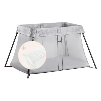 BabyBjÃ¶rn Travel Cot Light + Fitted sheet, Silver