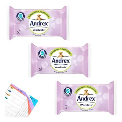 Andrex Wipe Flushable Fragrance Free Washlets | Wet Wipes Unscented | Fine to Flush Toilet Tissu