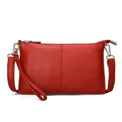 (Red) Women Genuine Leather Day Clutches Candy Color Bags Women's Fashion Crossbody Bags Small C