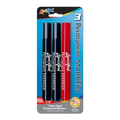 3pk Chisel Tip Permanent Ink Broadline Markers Non-Toxic - Assorted C