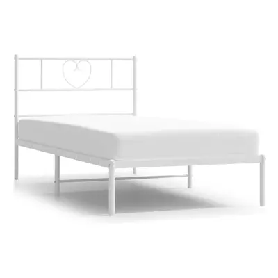 vidaXL Metal Bed Frame Mattress Foundation with Headboard White 80x200 cm