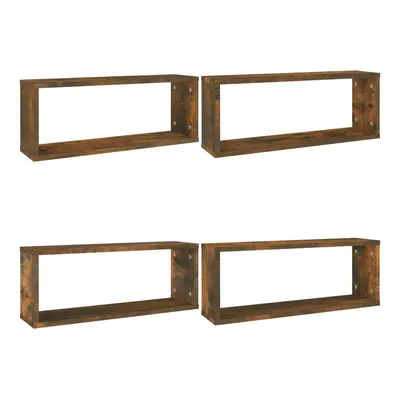 (smoked oak, 4) vidaXL Wall Cube Shelves Wall Rack Wall-mounted Storage Shelf Engineered Wood