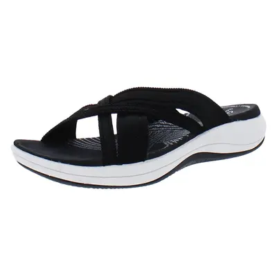 Clarks Women's Mira Isle Slide Sandal Black Textile Wide