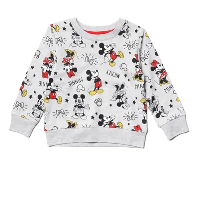 Disney Minnie Mouse Mickey Mouse Little Girls Sweatshirt Gray