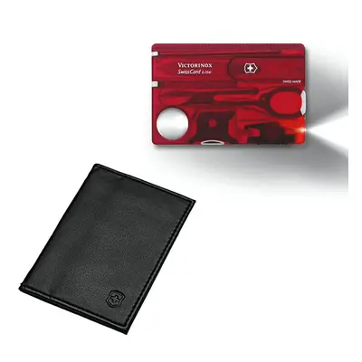 (red) Victorinox Swiss Card Lite + pouch - manicure Swisscard kit with letter opener