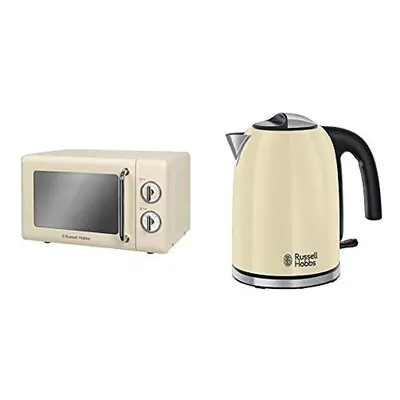 RHRETMM705C L W Cream Compact Retro Solo Manual Microwave with Power Levels Timer Defrost Settin