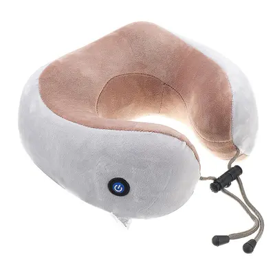 (Coffee, Vibrating type) U Shade Pillow Electric Massage Neck Support Vibrating Kneading Chargin