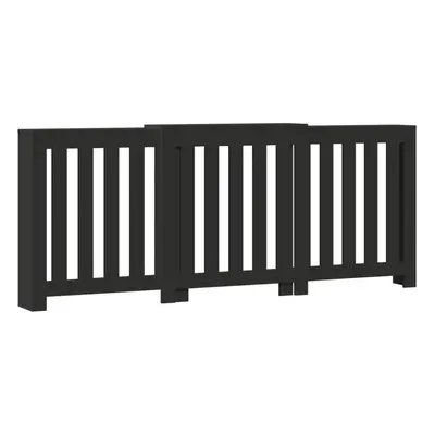 vidaXL Radiator Cover Heater Cover Slats Radiator Shelf Black Engineered Wood