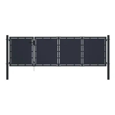 vidaXL Garden Gate Steel 350x75cm Anthracite Outdoor Fence Doors Patio Gate