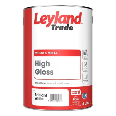 Leyland Trade High Gloss Paint 5l Brilliant White