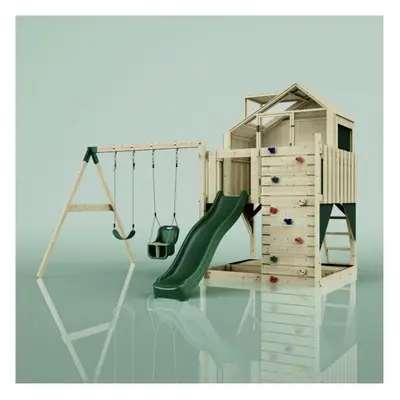 (Swing Saga Green) Rebo PolarPlay Kids Climbing Tower & Playhouse