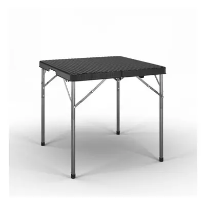 (80cm ) Black Rattan Design Square Folding Table