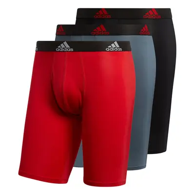 adidas Men's Performance Long Boxer Brief Underwear (3-Pack) Scarlet