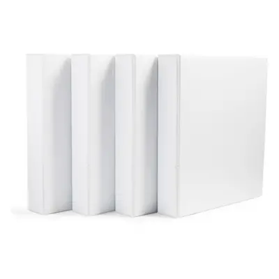 Amazon Basics Ring Binder with 1.5 Inch D-Ring and Clear Overlay White 4-Pack