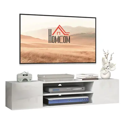 HOMCOM Floating TV Unit for 60" TVs W/ Shelves and Cabinets, White