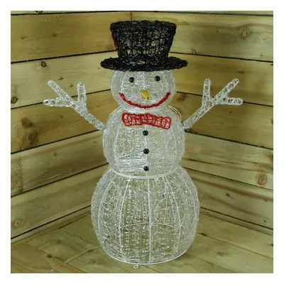 LIGHT UP 76cm ACRYLIC Christmas SNOWMAN with MULTI COLOUR LED Lights