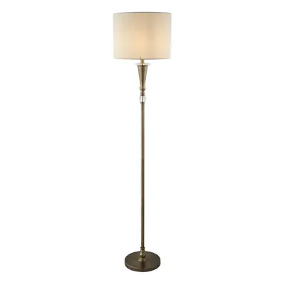 Antique Brass Floor Lamp with Linen Shade