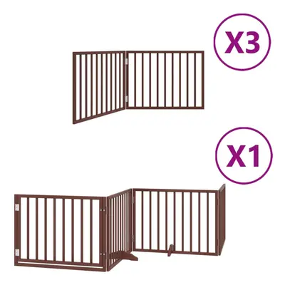 (brown, x x cm/ pcs) vidaXL Dog Gate with Door Foldable Dog Fence Dog Door Pet Gate Poplar Wood